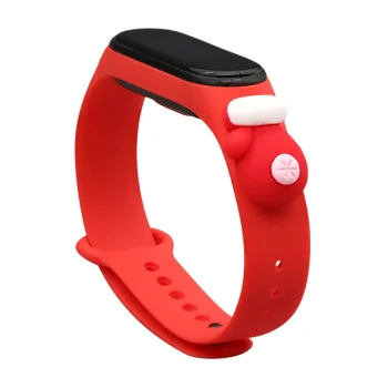 Kalėdinis silikoninis dirželis Xiaomi Mi Band 5 / 6 Raudonas