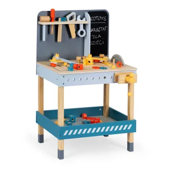 Medinis žaislinis darbastalis su įrankiais Ecotoys ESC-W-033, 47 vnt.