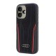 „Audi“ odinis dėklas „MagSafe“ telefonui „iPhone 16“, juodas ir raudonas