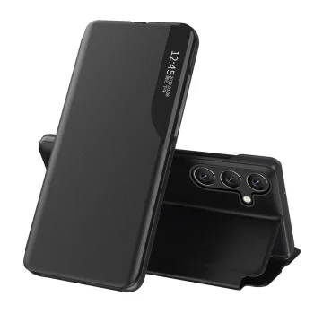 Hurtel atverčiamasis dėklas Samsung Galaxy S24 FE su stovu, juodas