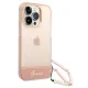 Guess Translucent Pearl Strap Case for iPhone 14 Pro Max - Pink