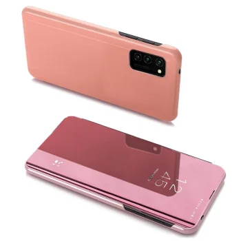Atverčiamasis dėklas Clear View skirtas Samsung Galaxy A03s (166.5) su stovo funkcija, rožinis