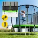 4FIZJO PRO Garden Trampoline for Kids 252 cm 8FT with Net and Ladder, Green/Black