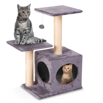 Pethaus Cat Scratching Post with House and Toy, 71 cm, Light Grey