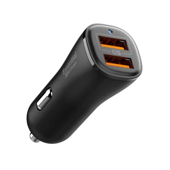 Automobilinis įkroviklis Spigen Essential EV302 2-Port 30W, juodas