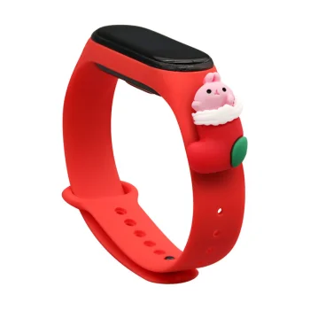 Kalėdinis dirželis Xiaomi Mi Band 3 / 4 su kojinės motyvu raudonas