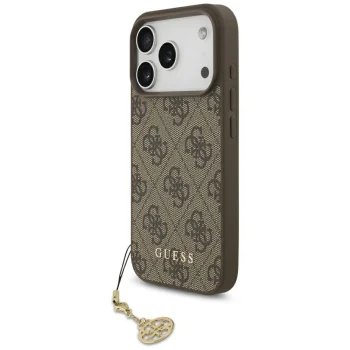 Guess dėklas iPhone 17 Pro telefonui 4G Charms MagSafe, rudas