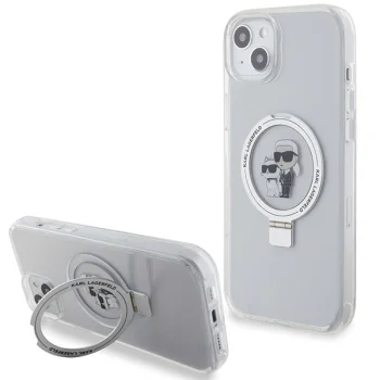 Karl Lagerfeld Case for iPhone 15 Plus / 14 Plus 6.7" Ring Stand MagSafe White