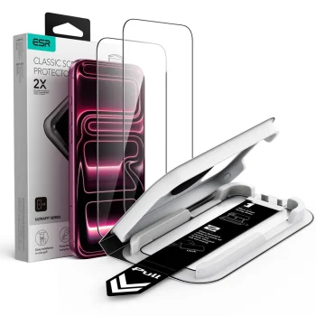 Apsauginis stiklas ESR UltraFit Classic, skirtas iPhone 18 Pro Max / 17 Pro Max, 2 vnt., juodas