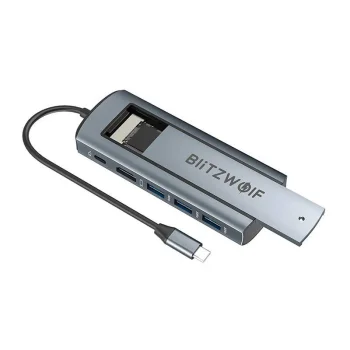 USB šakotuvas Blitzwolf BW-Neo TH13 6-in-1, sidabrinis
