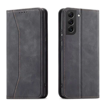 Atverčiamas dėklas Samsung Galaxy S23+ Magnet Fancy Case su piniginės ir stovo funkcija, juodas