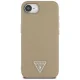 Guess Grained Triangle MagSafe dėklas skirtas iPhone 16e, rudas