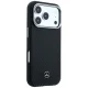 Mercedes Leather Semi Wrap Wood Effect MagSafe dėklas iPhone 17 Pro Max, juodas