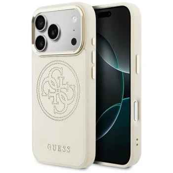 „Guess“ Perforated 4G MagSafe dėklas, skirtas iPhone 17 Pro, smėlio