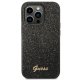 Guess Glitter Script dėklas iPhone 14 Pro telefonui, juodas