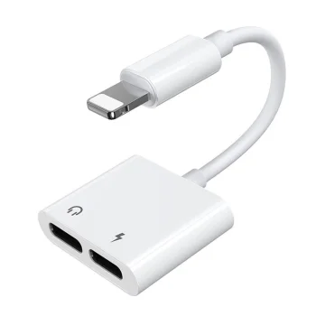 Joyroom S-Y104 Lightning to 2x Lightning Headphone Adapter, White