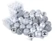 Christmas Tree Baubles Set 100 pcs + Star, Silver