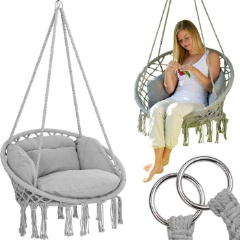 Hanging Chair with Cushion Boho, Grey
