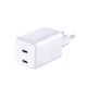 Sieninis įkroviklis 3mk Hyper Charger 45W 2x USB-C GaN, baltas
