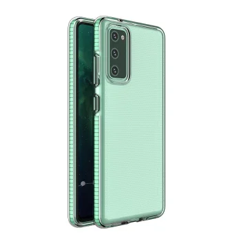Skaidrus dėklas Spring Case telefonui Samsung Galaxy A72 4G su spalvotu rėmeliu, mėtų