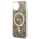 Guess iPhone 14 Case IML 4G Gold Stripe MagSafe, Brown