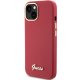 Guess Silicone Script Metal Logo & Frame dėklas iPhone 15 telefonui, raudonas