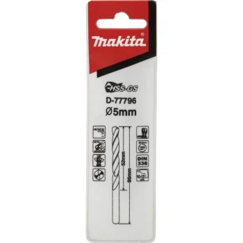 Metalo grąžtas Makita D-77796 HSS-GS, 5 x 86 mm