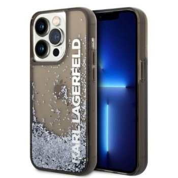 Karl Lagerfeld dėklas iPhone 14 Pro su MagSafe, Liquid Glitter, juodas