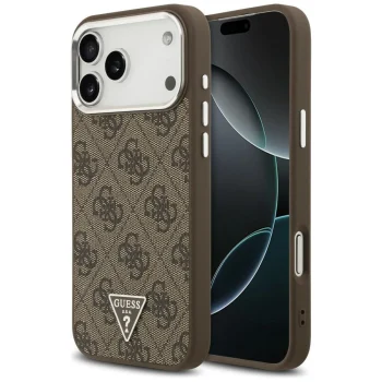 Guess 4G Triangle Logo MagSafe dėklas telefonui iPhone 18 Pro Max / 17 Pro Max, rudas