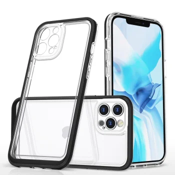Hybrid Armor Clear 3in1 dėklas iPhone 12 Pro Max, juodas rėmelis
