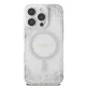 Guess Resin Gradient Glitter MagSafe dėklas iPhone 16 Pro Max, sidabrinis