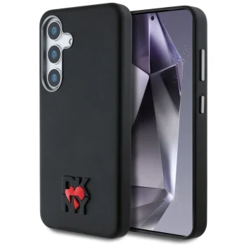 DKNY Leather Heart of NY dėklas Samsung Galaxy S25, juodas