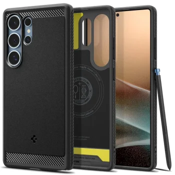 „Spigen Rugged Armor Mag“ dėklas, skirtas „Samsung Galaxy S25 Ultra“, juodas