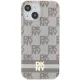 DKNY dėklas iPhone 15 su MagSafe, IML Checkered Mono Pattern, smėlio spalvos