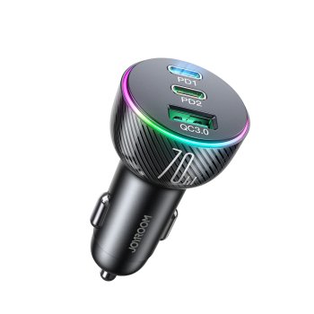 Joyroom JR-CL26 70W Car Charger, 2x USB-C / 1x USB, Black