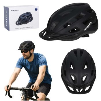Ikonka Rallex Bicycle Helmet, Adjustable, Black/White, L (58-62 cm)