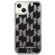 Karl Lagerfeld Liquid Glitter Monogram dėklas iPhone 14 telefonui, juodas