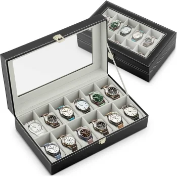 Watch Box for 12 Watches Massido MS-710, Black, Beige