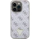 Guess 4G Triangle Metal Logo dėklas iPhone 15 Pro telefonui, baltas