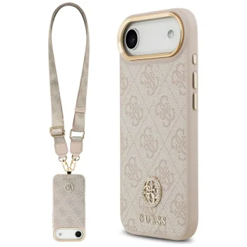 Guess 4G Strass Logo & Big Strap MagSafe dėklas, skirtas iPhone Air, rožinis