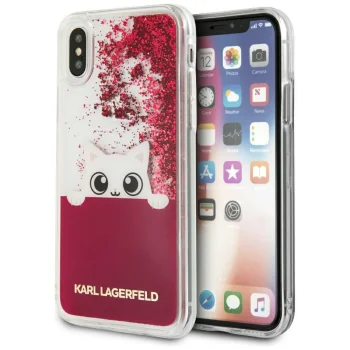 Karl Lagerfeld Liquid Glitter Case for iPhone X, Pink