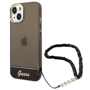 Guess Translucent Pearl Strap Case for iPhone 14, Black