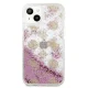 Dėklas Guess iPhone 13 mini Peony Liquid Glitter, rožinis