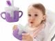 Vaikintas puodelis su silikoninėmis rankenėlėmis ir šiaudeliu, 300 ml, violetinis