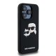 Karl Lagerfeld dėklas iPhone 15 Pro telefonui Silicone Karl & Choupette MagSafe, juodas