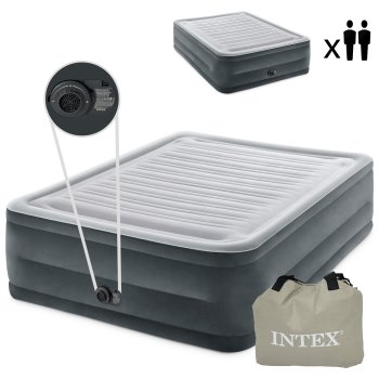 Pripučiamas dvigulis čiužinys Intex 64418ND su el. pompa, 203x152x56 cm