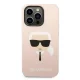 Karl Lagerfeld Silicone Karl\'s Head iPhone 14 Pro MagSafe dėklas, šviesiai rožinis