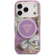 Guess IML Glitter Flowers Triangle MagSafe case for iPhone 18 Pro Max / 17 Pro Max, purple