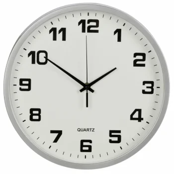 Large Silent Wall Clock with Second Hand, 30 cm, Silver