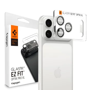 Kameros apsauginis stiklas Spigen Optik Pro XL, skirtas iPhone 17 Pro, sidabrinis